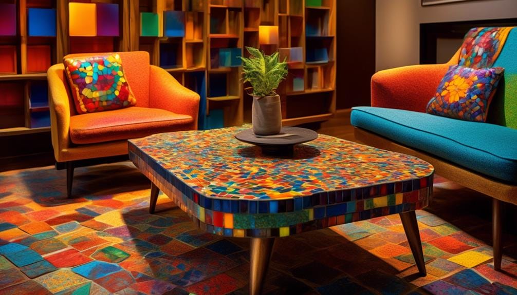 exploring colorful mosaic furniture designs